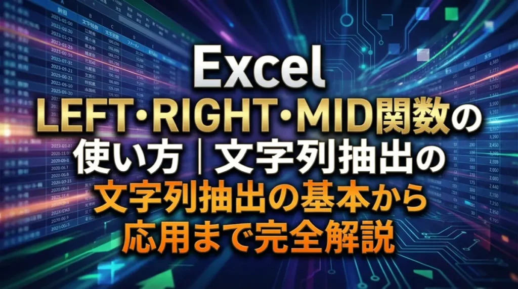 Excel LEFT・RIGHT・MID関数の使い方｜文字列抽出の基本から応用まで完全解説