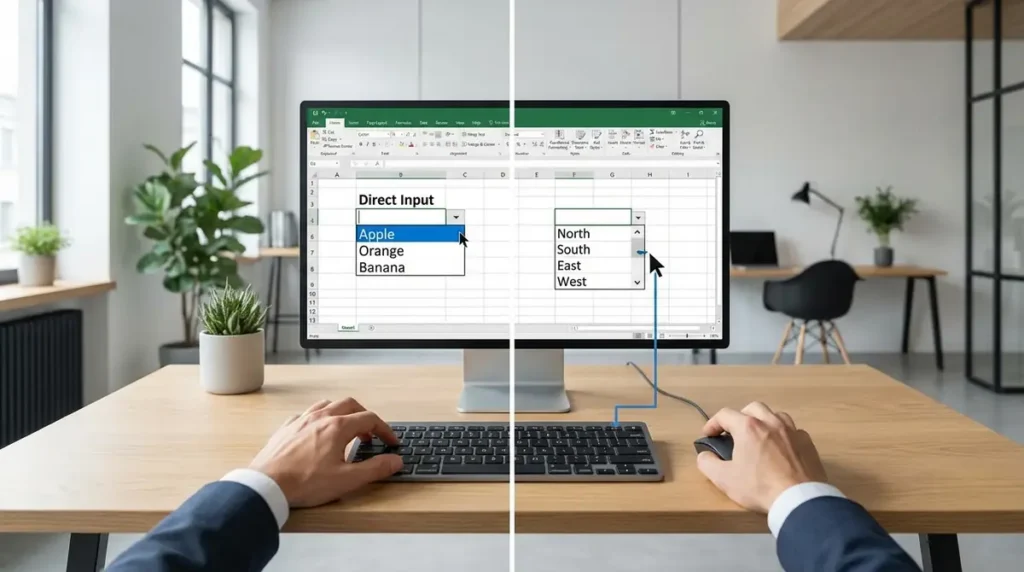 プルダウン作成方法は2パターン｜直接入力とセル参照の使い分け