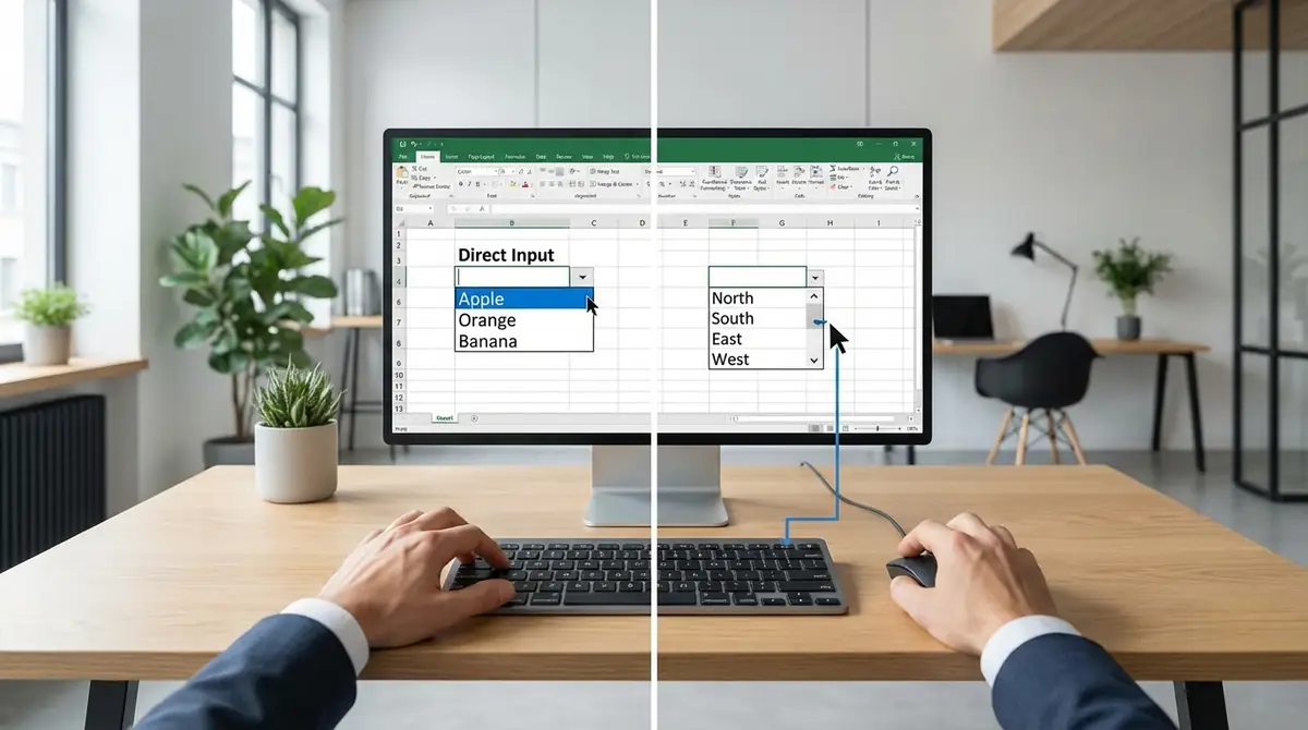 プルダウン作成方法は2パターン｜直接入力とセル参照の使い分け