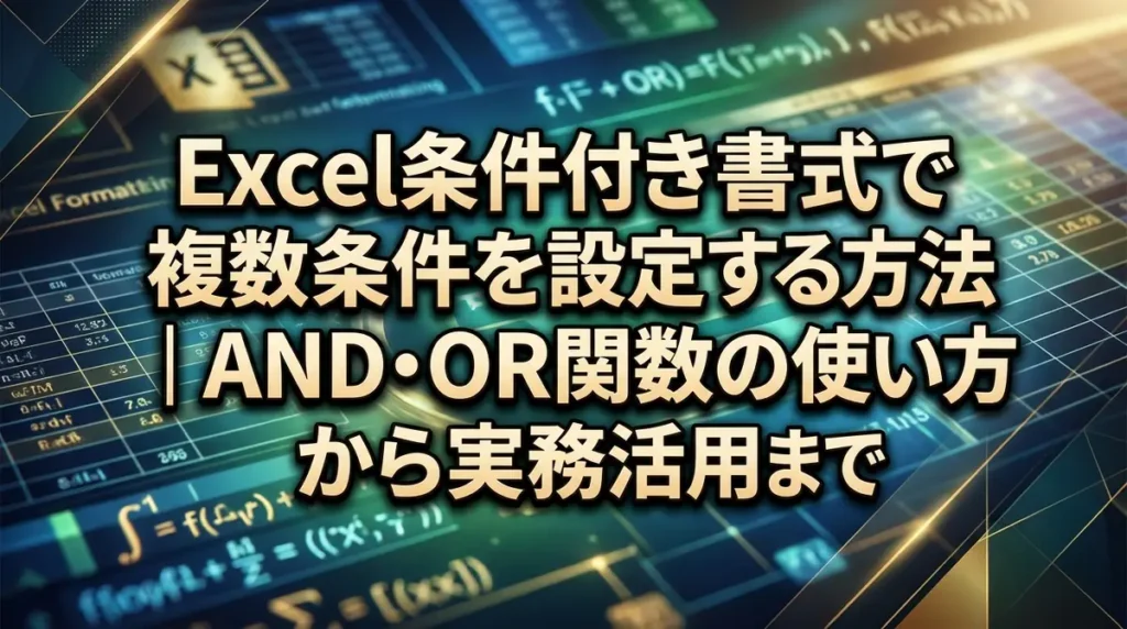 Excel条件付き書式で複数条件を設定する方法｜AND・OR関数の使い方から実務活用まで