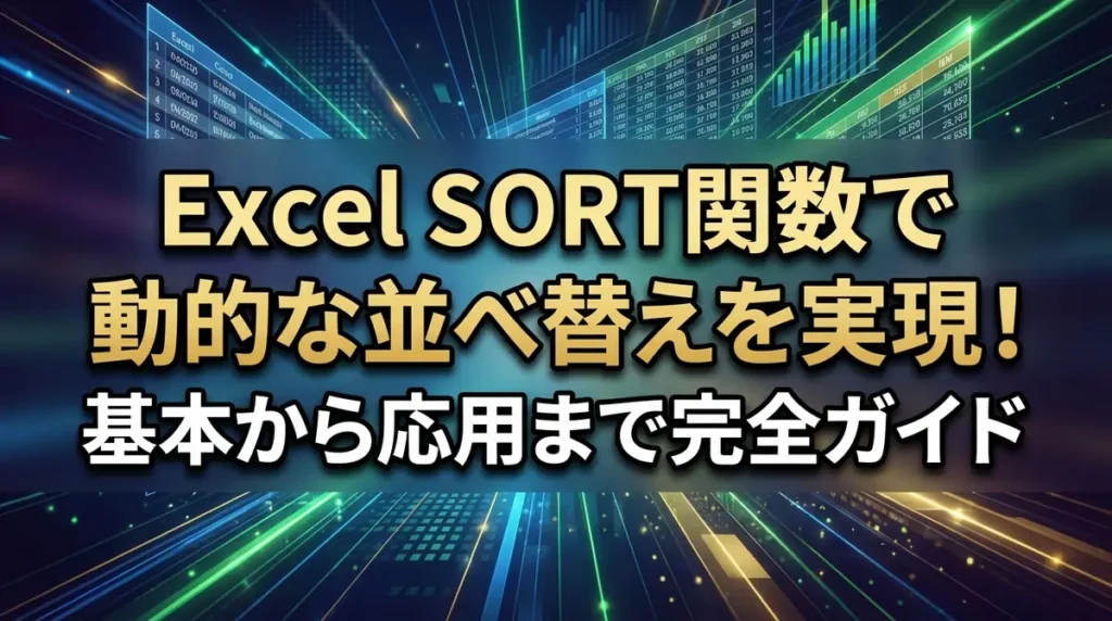 Excel SORT関数で動的な並べ替えを実現！基本から応用まで完全ガイド